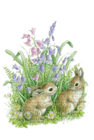 Häschen, Blumen, Frühling, Ostern - бесплатно png