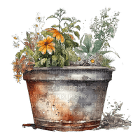 Floral Vintage Flower Pot - Free PNG