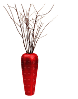 minou-red vase with twigs-kvistar - png gratis