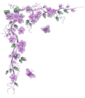 Kaz_Creations Flowers-Fleurs-Deco-Purple-Butterflies - PNG gratuit