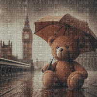 London Rain & Teddy Bear - Gratis geanimeerde GIF