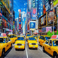 taxi new york fond bg  gif 3 d - GIF animé gratuit
