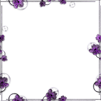 Dark purple flowers frame deco [Basilslament] - Free PNG