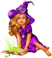 Girl.Witch.Child.Magic.Halloween.Purple - nemokama png