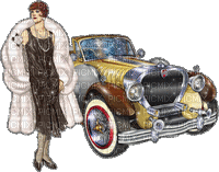 Woman Car Auto Retro - Bogusia - Бесплатни анимирани ГИФ
