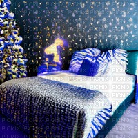 Blue Christmas Bedroom - Free PNG