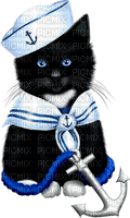 Kitten.Sailor.Black.White.Blue - nemokama png