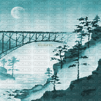 Y.A.M._Japan landscape background blue - Animovaný GIF zadarmo