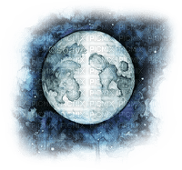 soave deco gothic moon clouds blue - Free PNG