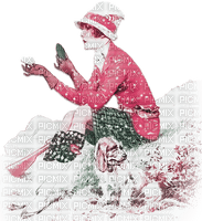 soave woman vintage winter art deco dog christmas - zadarmo png