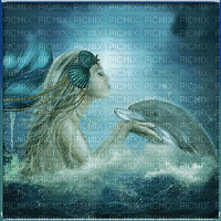 mermaid dolphin bg gif sirene dauphin fond - GIF animé gratuit