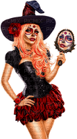 Woman.Witch.Halloween.Gothic.Black.Red - png gratuito