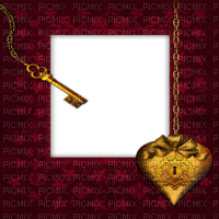 fond background vintage  red tube frame cadre rahmen heart coeur key gold - безплатен png