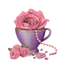 kikkapink cup tea rose deco - ingyenes png