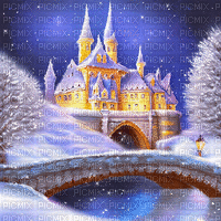 kikkapink winter background animated castle - Darmowy animowany GIF