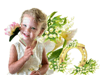 Child with Lily of the Valley/ enfant avec Muguet - bezmaksas png