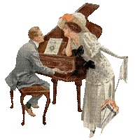Vintage Couple Piano - Безплатен анимиран GIF