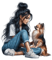 Woman, dog. Leila - ücretsiz png