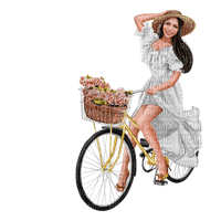 Woman Hat Bike Flower White - Bogusia - gratis png