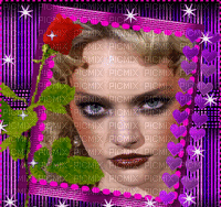 multicolore image encre animé effet coeur fleur femme visagee briller rose edited by me - GIF animé gratuit