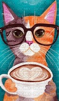 cat whit coffee - png gratuito
