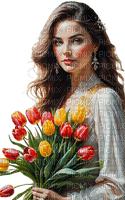 Mujer con tulipanes - Rubicat - gratis png