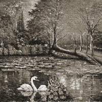kikkapink autumn background swan lake - Бесплатный анимированный гифка
