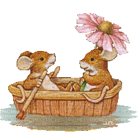 Animated Mouse Mice in Boat - Gratis animeret GIF