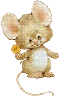 petite souris avec fleur - GIF animasi gratis