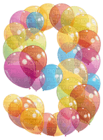 image encre numéro 9 ballons bon anniversaire edited by me - nemokama png
