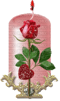 cecily-bougie animee rose avec roses - Ingyenes animált GIF