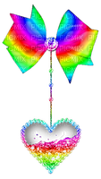 Hanging.Glitter.Heart.Bow.Rainbow - Free PNG