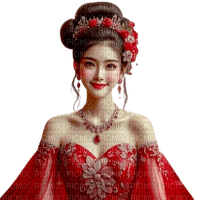 asian woman red - 無料png