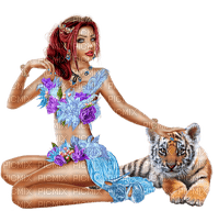 MUJER CON TIGRE - 免费PNG