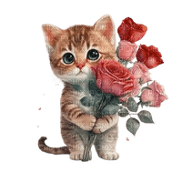 chats fleurs - 免费PNG