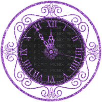 New Years.Clock.Black.Purple - ücretsiz png