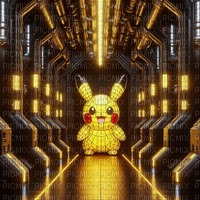 Electric Corridor with a Stained Glass Pikachu - darmowe png