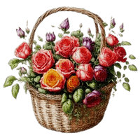 Корзина с цветами - zdarma png