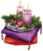 Cojines con candelas  de navidad - png gratis