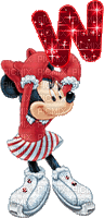 image encre animé effet lettre W Minnie Disney effet rose briller edited by me - Бесплатный анимированный гифка