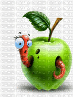 un ver dans la pomme - GIF animado gratis