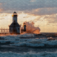 Rena Lighthouse Storm Sturm Abend - GIF animé gratuit