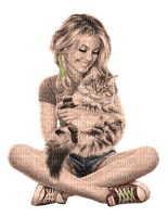 girl and  cat  dubravka4 - zdarma png