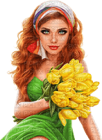 Woman. Easter. Tulips. Leila - Free PNG
