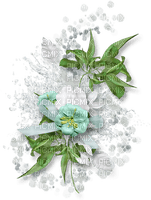 Green blue white soft flower deco [Basilslament] - png gratis