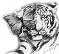 Y.A.M._Art tiger animals black-white - ilmainen png