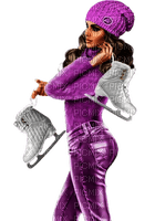 kvinna -skridskor-lila--woman with skates-purple - png gratuito