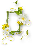Green white yellow flowers frame [Basilslament] - png gratuito