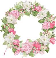 white and pink rose wreath - png gratis
