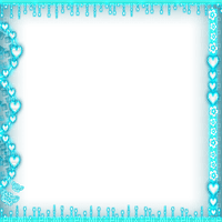 Frame.Flowers.Hearts.Stars.Turquoise.Teal - Free PNG